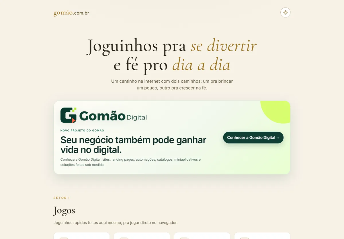 Tela do projeto Gomão