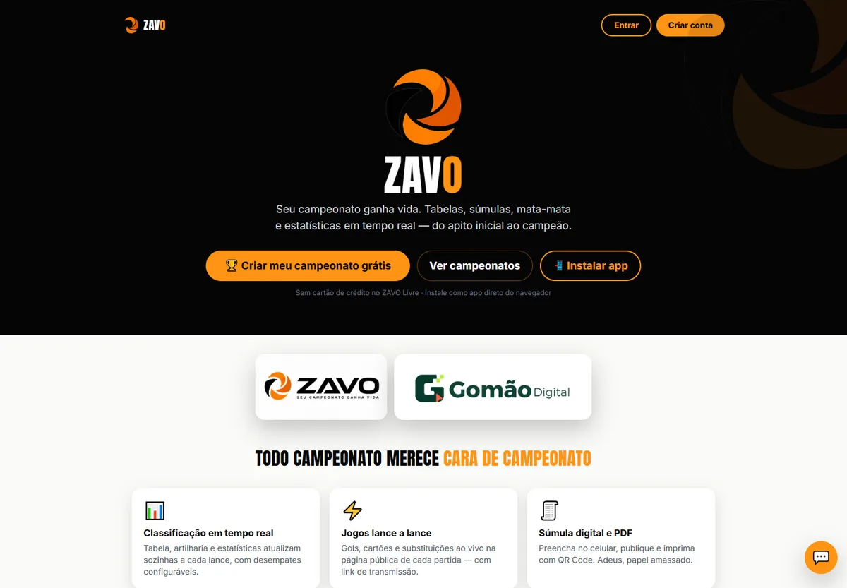 Tela pública do produto Zavo